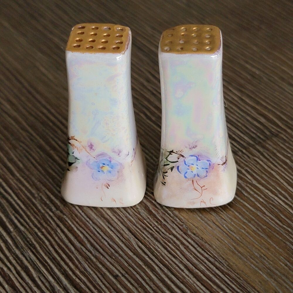 Antique Bavaria Hand Painted Porcelain Salt Pepper Shaker Floral Roses Victorian - Picture 2 of 6